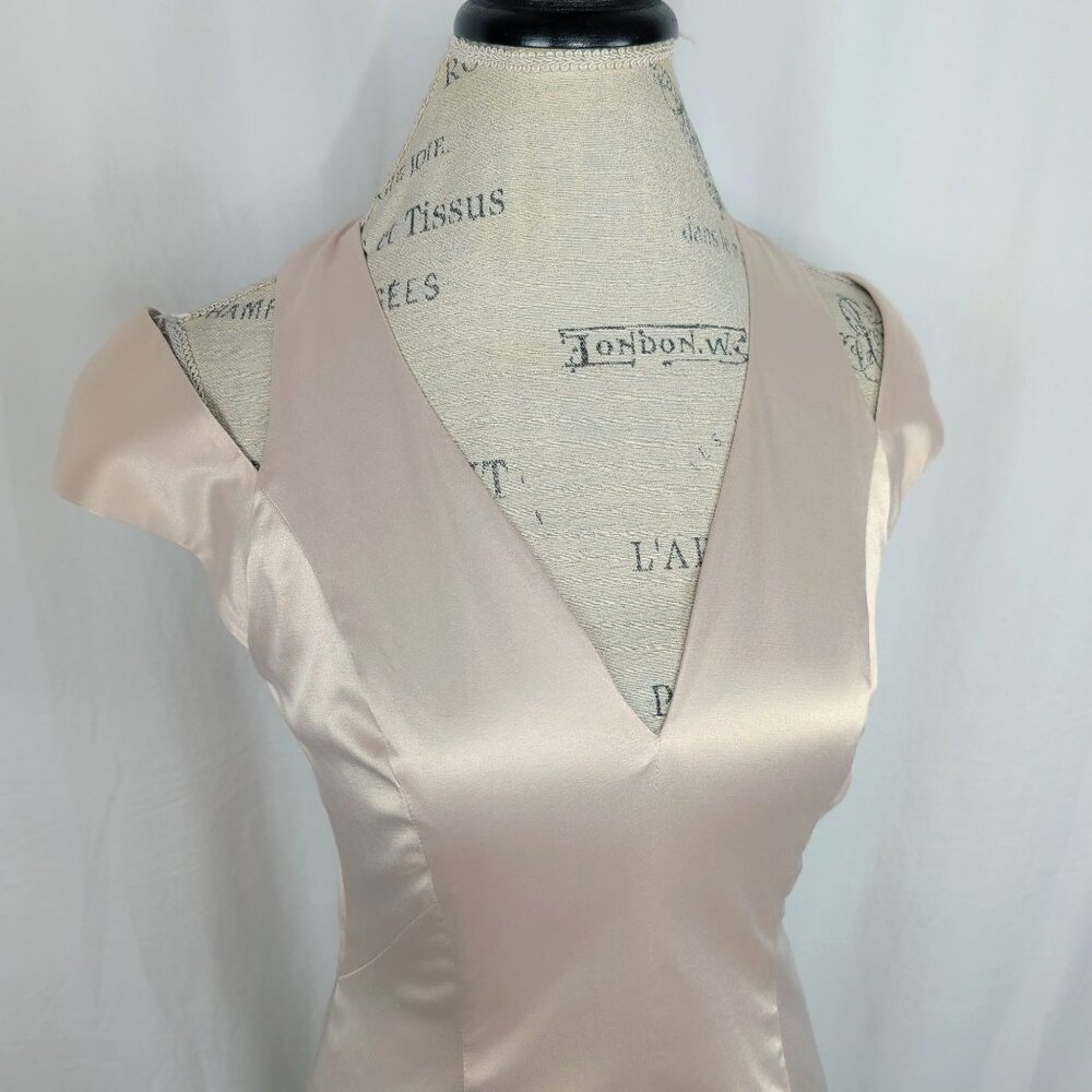 Black Halo Champagne Dress 6 Sheath Satin - Picture 2 of 12